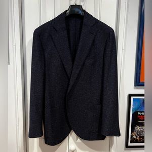 Lubiam L8 sz 58 (euro) 48 us mens speckled blue  slim fit soft jacket silk wool